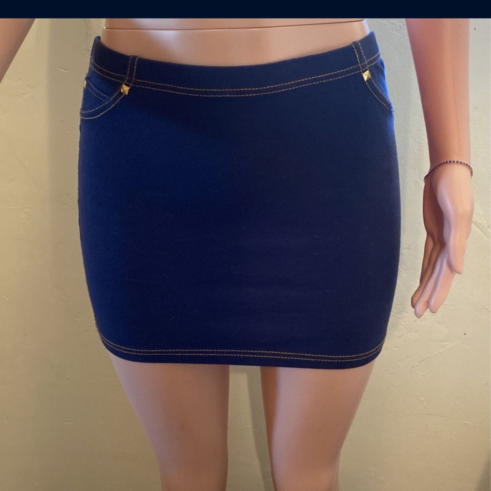 Womens stretch denim mini skirt